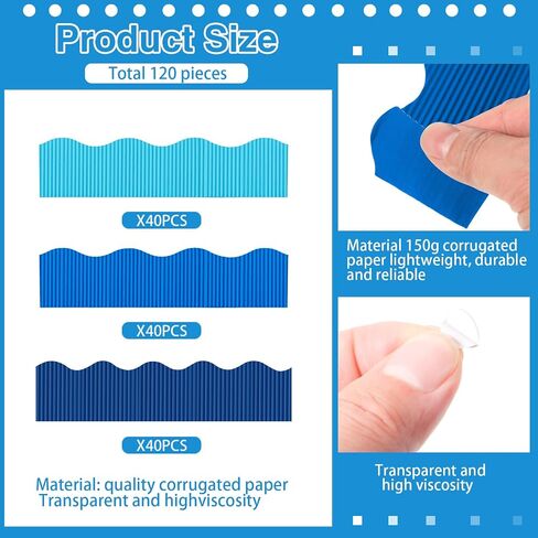 Containlol Corrugated Paper Classroom Borders for Bulletin Board, Back to School Thick Bulletin Board Boarders for First of School Classroom Decor(Blue,118ft) in Saudi Arabia