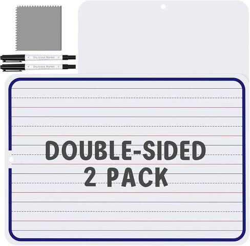 2-Pack 9"x12" Lines & Blank Dry Erase Whiteboard | Small Double-Sided Mini White Boards for Teachers, Students, Home, Classroom & Office in Saudi Arabia