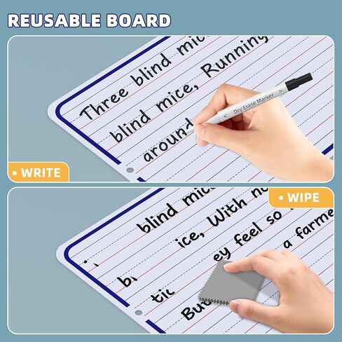 2-Pack 9"x12" Lines & Blank Dry Erase Whiteboard | Small Double-Sided Mini White Boards for Teachers, Students, Home, Classroom & Office in Saudi Arabia
