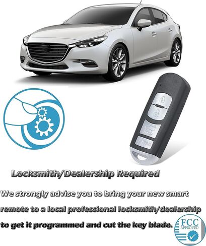 دخول بدون مفتاح مفتاح بعيد فوب، Alliskeys 4 أزرار سيارة القرب مفتاح ذكي يصلح لمازدا 3 6 MX-5 WAZSKE13D01 315MHz in Kuwait