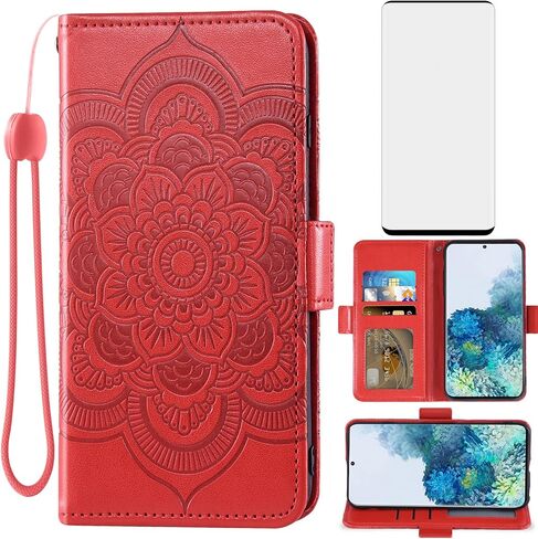 Compatible with Samsung Galaxy S20 Plus Glaxay S20+ 5G Wallet Case and Tempered Glass Screen Protector Flip Cover Card Holder Cell Phone Cases for Gaxaly S20+5G S20plus 20S + S 20 20+ G5 Women Blue in Kuwait