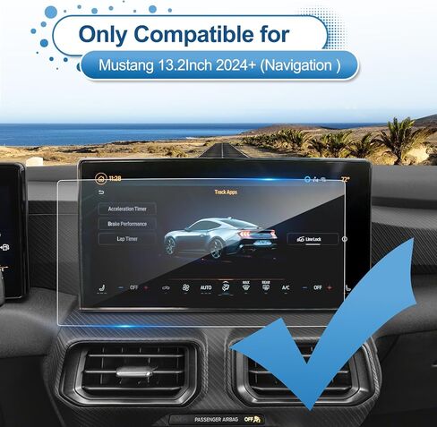 (2pcs) 2024 Mustang Screen Protector for Ford Mustang (13.2In Navigation+12.4In Dashboard), 9H Tempered Glass 2024 Mustang EcoBoost/EcoBoost Premium/GT/GT Premium/Dark Horse SYNC4 13.2"&12.4" in Kuwait