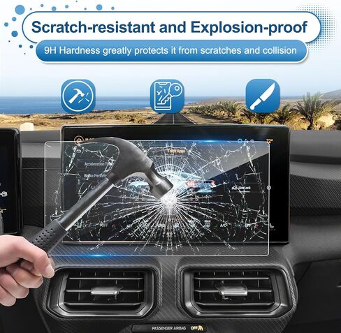 (2pcs) 2024 Mustang Screen Protector for Ford Mustang (13.2In Navigation+12.4In Dashboard), 9H Tempered Glass 2024 Mustang EcoBoost/EcoBoost Premium/GT/GT Premium/Dark Horse SYNC4 13.2"&12.4" in Kuwait