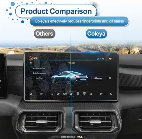 (2pcs) 2024 Mustang Screen Protector for Ford Mustang (13.2In Navigation+12.4In Dashboard), 9H Tempered Glass 2024 Mustang EcoBoost/EcoBoost Premium/GT/GT Premium/Dark Horse SYNC4 13.2"&12.4" in Kuwait