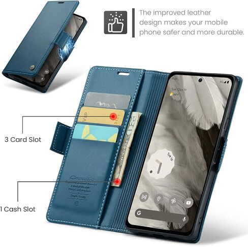 QLTYPRI Wallet Case for Google Pixel 8a, Premium PU Leather Magnetic Flip Folio Case with RFID Blocking Credit Card Slots Kickstand Shockproof Protective Phone Case Cover - Black in Saudi Arabia