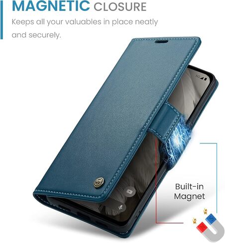 QLTYPRI Wallet Case for Google Pixel 8a, Premium PU Leather Magnetic Flip Folio Case with RFID Blocking Credit Card Slots Kickstand Shockproof Protective Phone Case Cover - Black in Saudi Arabia