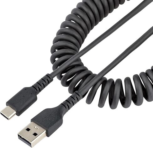 StarTech.com كابل شحن USB A إلى C مقاس 20 بوصة (50 سم)، كابل USB-C للشحن السريع والمزامنة ملفوف شديد التحمل، كابل USB 2.0 A إلى النوع C، ألياف الأراميد القوية، ذكر متين إلى ذكر USB (R2ACC-50C-USB) -كابل) in Saudi Arabia