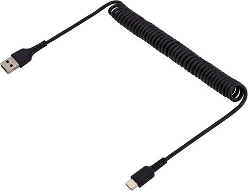 StarTech.com كابل شحن USB A إلى C مقاس 20 بوصة (50 سم)، كابل USB-C للشحن السريع والمزامنة ملفوف شديد التحمل، كابل USB 2.0 A إلى النوع C، ألياف الأراميد القوية، ذكر متين إلى ذكر USB (R2ACC-50C-USB) -كابل) in Saudi Arabia