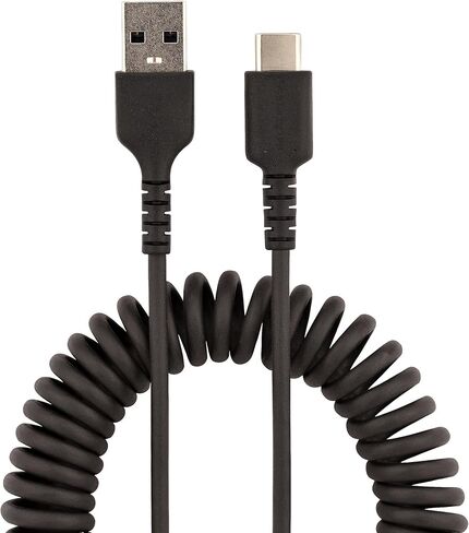 StarTech.com كابل شحن USB A إلى C مقاس 20 بوصة (50 سم)، كابل USB-C للشحن السريع والمزامنة ملفوف شديد التحمل، كابل USB 2.0 A إلى النوع C، ألياف الأراميد القوية، ذكر متين إلى ذكر USB (R2ACC-50C-USB) -كابل) in Saudi Arabia