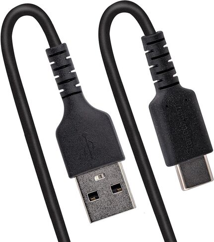 StarTech.com كابل شحن USB A إلى C مقاس 20 بوصة (50 سم)، كابل USB-C للشحن السريع والمزامنة ملفوف شديد التحمل، كابل USB 2.0 A إلى النوع C، ألياف الأراميد القوية، ذكر متين إلى ذكر USB (R2ACC-50C-USB) -كابل) in Saudi Arabia