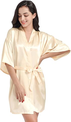 5 Pcs Bride & Bridesmaid Satin Robe, Silky Kimono Bridal Wedding Party Robes Sleepwear in Saudi Arabia