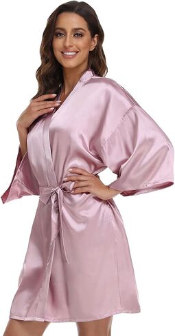 5 Pcs Bride & Bridesmaid Satin Robe, Silky Kimono Bridal Wedding Party Robes Sleepwear in Saudi Arabia