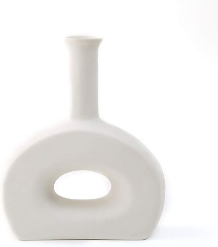 Anding White Vase Ceramics - Modern Vases -Flower vase Gifts for Friends and Family, Wedding, Desktop Center Vase, Perfect Home Decoration Vase (Large) in Kuwait