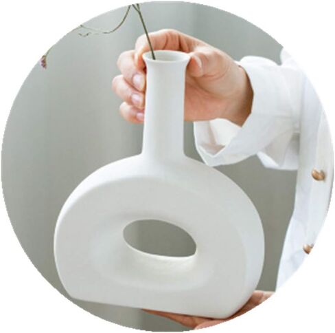 Anding White Vase Ceramics - Modern Vases -Flower vase Gifts for Friends and Family, Wedding, Desktop Center Vase, Perfect Home Decoration Vase (Large) in Kuwait
