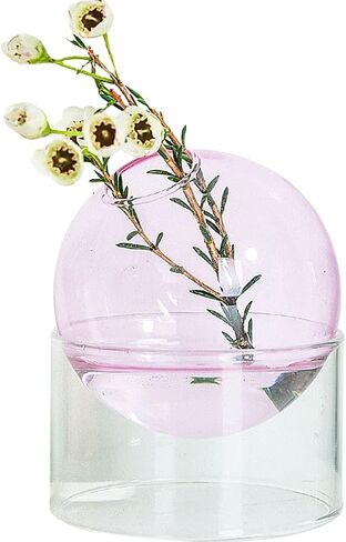 WAYUTO Clear Glass Bubble Vase Rotatable Hydroponic Plants Vases Container Round Floral Dry Flower Bud Vase Modern Minimalist Home Decor Centerpieces Ornament for Living Room Wedding Blue in Saudi Arabia