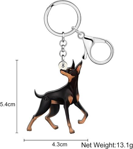 Acrylic Doberman Dog Keychain Pet Keyring Cute Jewelry For Women Girls Bag Car Wallet in Kuwait