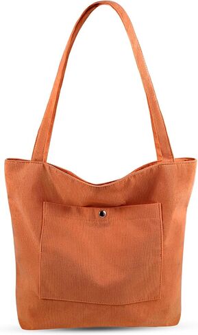 Corduroy Tote Bag for Women, Large Capacity, Adjustable Shoulder Strap, Main Zippered Pocket in Saudi Arabia