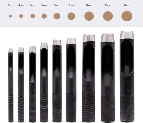 9 Pieces Hollow Punch Set (1/8"-1/2") with a Free Cutting Mat, Leather Hole Punches with Storage Bags is Widely Used in Watch Straps, Belts, Cloth, Leather Gaskets (9) in Saudi Arabia
