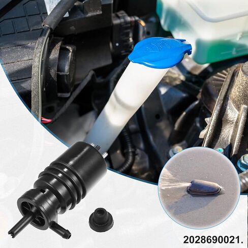مضخة محرك غسيل الزجاج الأمامي ACROPIX مع حلقة معدنية لسيارة Mercedes-Benz C280 C230 2028690021 - عبوة من قطعتين باللون الأسود in Saudi Arabia