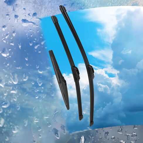 مجموعة شفرات ممسحة الزجاج الأمامي الخلفية ACROPIX مقاس 24 بوصة و20 بوصة و11 بوصة مناسبة لكاديلاك XT4 2018-2022 مع خطاف J/U - عبوة من 3 قطع باللون الأسود in Saudi Arabia