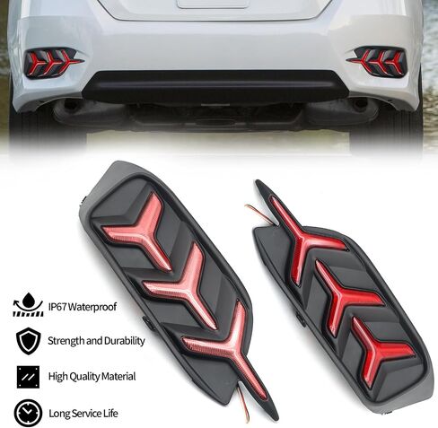 LED Tail Bumper Lights Fit for Honda Civic 2016 2017 2018 2019 2020 2021 LX EX Touring Sedan, Smoked Lens Y Reflector Brake Running Lights Sequential Flash Turn Signal Lamps in Saudi Arabia