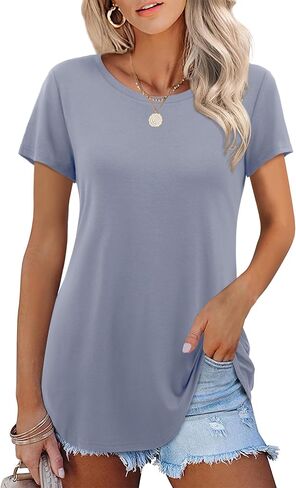 Amoretu Short Sleeve Tunic Tops Loose Fit for Women Crew Neck Tunic Tshirt in Saudi Arabia