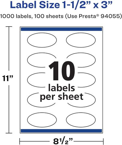 Avery Matte White Removable Oval Labels with Sure Feed Technology, Print-to-The-Edge, 1.5" x 3", 1,000 Removable Labels, Laser/Inkjet Printable Labels in Saudi Arabia