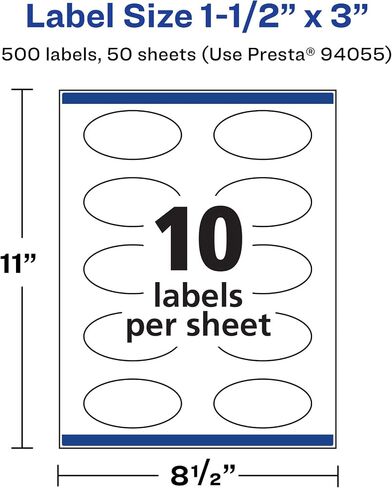 Avery Matte White Removable Oval Labels with Sure Feed Technology, Print-to-The-Edge, 1.5" x 3", 1,000 Removable Labels, Laser/Inkjet Printable Labels in Saudi Arabia