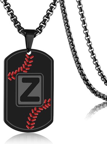 Baseball Initial Dog Tag Necklace for Men,Personalized Baseball A-Z Letter Charm Military Pendant Accessories Jewelry Gift for Boys Sports Athletes in Saudi Arabia