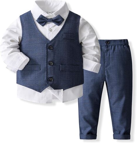 Baby Boys Toddler Suit Clothes Sets Casual Dress Shirts Pants Gentleman Outfits Suits 18 Month 5 Years in Saudi Arabia