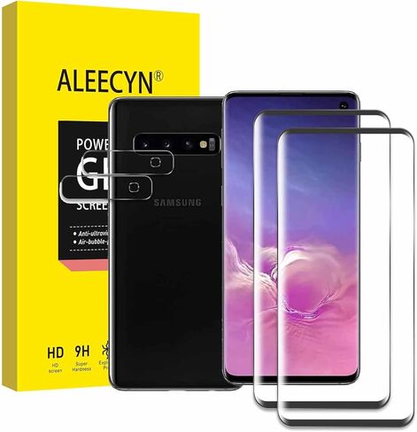 (2+2) عبوتان من واقي الشاشة الزجاجي المقوى لهاتف Samsung Galaxy S10 وعبوتان من واقي عدسة الكاميرا الزجاجية، فتحة دقيقة، خالية من الفقاعات، سهلة التركيب، صلابة 9H HD، حواف منحنية ثلاثية الأبعاد in Kuwait