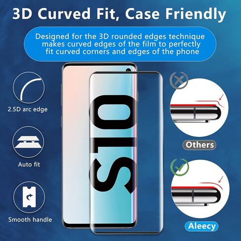 (2+2) عبوتان من واقي الشاشة الزجاجي المقوى لهاتف Samsung Galaxy S10 وعبوتان من واقي عدسة الكاميرا الزجاجية، فتحة دقيقة، خالية من الفقاعات، سهلة التركيب، صلابة 9H HD، حواف منحنية ثلاثية الأبعاد in Kuwait