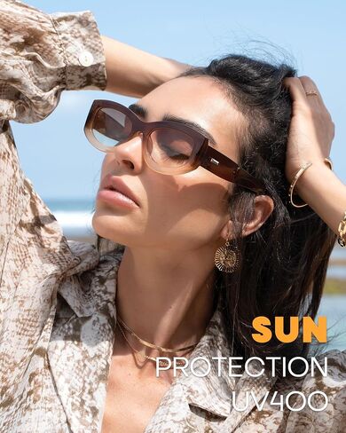 FURTALK Retro Polarized Sunglasses for Women Rectangular Cateye Classic UV400 Protection FT2314 in Saudi Arabia