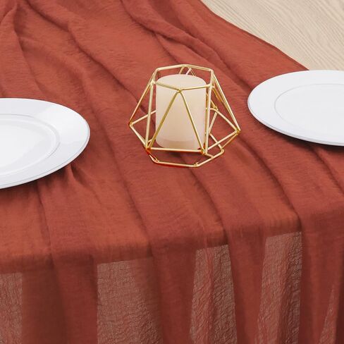 مفرش طاولة من القماش القطني مقاس 35 × 120 بوصة من قماش بوهو الشاش الشفاف، مفرش طاولة من قماش الجبن بطول 10 أقدام، ديكورات مركزية للطاولة لحفلات الزفاف الأنيقة وحفلات الزفاف (أبيض) in Kuwait