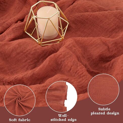 مفرش طاولة من القماش القطني مقاس 35 × 120 بوصة من قماش بوهو الشاش الشفاف، مفرش طاولة من قماش الجبن بطول 10 أقدام، ديكورات مركزية للطاولة لحفلات الزفاف الأنيقة وحفلات الزفاف (أبيض) in Kuwait