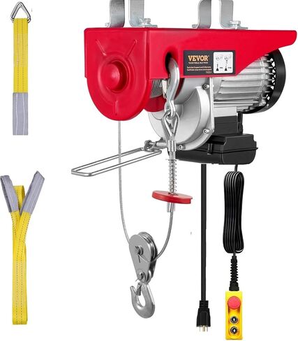 VEVOR Electric Hoist, 2200LBS Electric Winch, Steel Electric Lift, 110V Electric Hoist with Remote Control & Single/Double Slings for Lifting in Factories, Warehouses, Construction Site, Mine Filed in Saudi Arabia