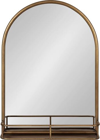 Kate and Laurel Estero Modern Farmhouse Arched Mirror with Shelf, 20 x 28, Black, Chic Rustic-Inspired Mirror for Wall in Saudi Arabia