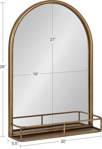 Kate and Laurel Estero Modern Farmhouse Arched Mirror with Shelf, 20 x 28, Black, Chic Rustic-Inspired Mirror for Wall in Saudi Arabia