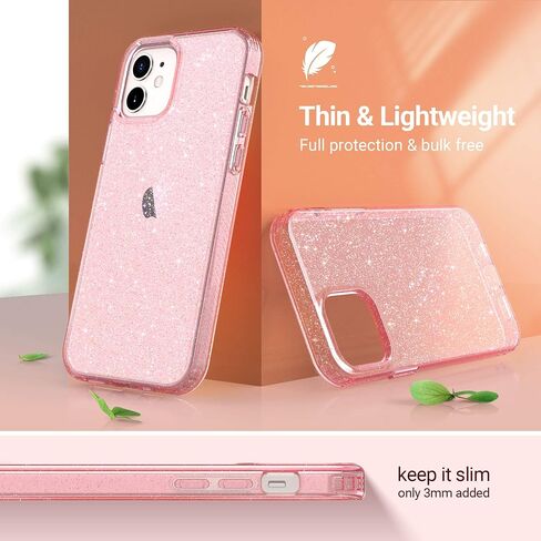 ULAK Compatible with iPhone 12 Case Clear Glitter, Transparent in Kuwait