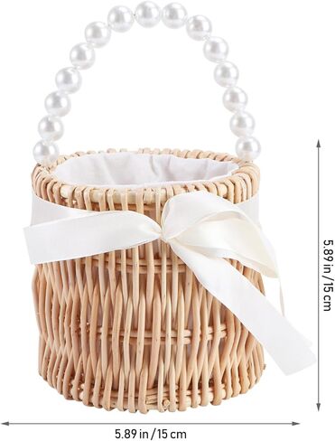 سلة تخزين الخوص سلة تخزين الخوص حقائب يد مطرزة باللؤلؤ للنساء حقيبة مستديرة من القش حقيبة مسائية حقيبة كلاتش للمساء خمر حمل مخلب المحافظ سلة الخوص سلة العرائس in Kuwait