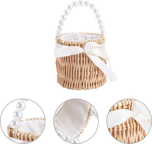 سلة تخزين الخوص سلة تخزين الخوص حقائب يد مطرزة باللؤلؤ للنساء حقيبة مستديرة من القش حقيبة مسائية حقيبة كلاتش للمساء خمر حمل مخلب المحافظ سلة الخوص سلة العرائس in Kuwait