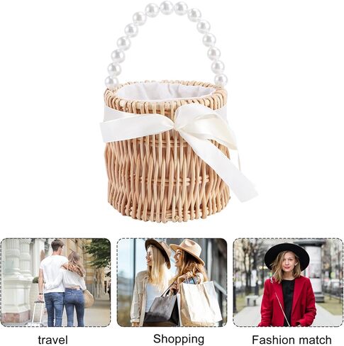سلة تخزين الخوص سلة تخزين الخوص حقائب يد مطرزة باللؤلؤ للنساء حقيبة مستديرة من القش حقيبة مسائية حقيبة كلاتش للمساء خمر حمل مخلب المحافظ سلة الخوص سلة العرائس in Kuwait