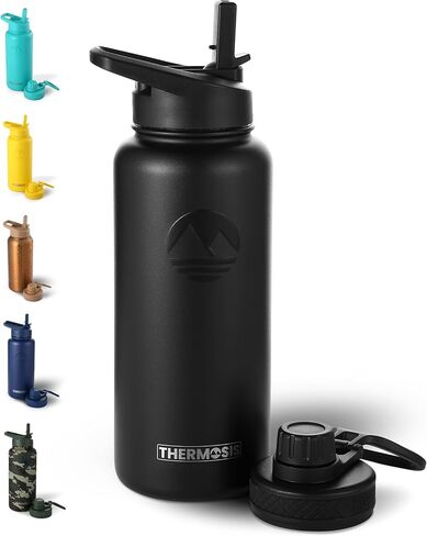 32 Oz Water Bottle With Straw - 1 Liter Stainless Steel Water Bottle With Wide Mouth Opening | Comes W/Sports Water Bottle Holder With Strap (32 OZ Sleeve) - Yellow in Saudi Arabia