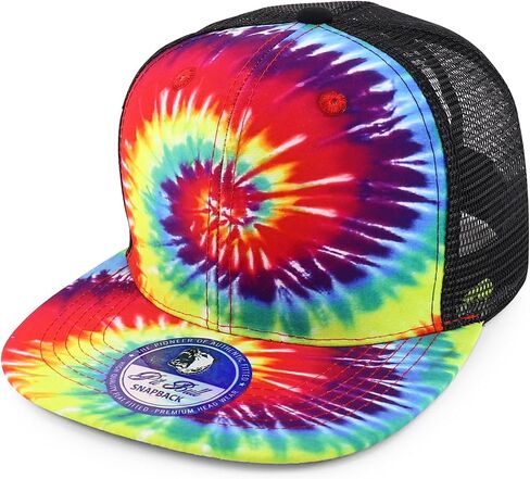 Trendy Apparel Shop Tie Dye Printed Mesh Back Flat Bill Snapback Cap in Saudi Arabia