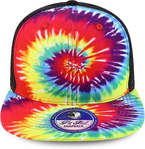 Trendy Apparel Shop Tie Dye Printed Mesh Back Flat Bill Snapback Cap in Saudi Arabia