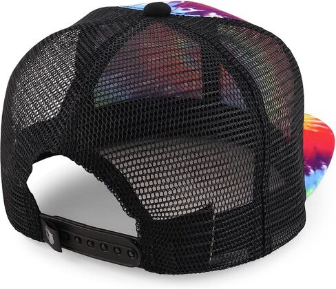 Trendy Apparel Shop Tie Dye Printed Mesh Back Flat Bill Snapback Cap in Saudi Arabia