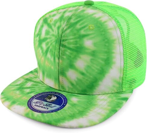 Trendy Apparel Shop Tie Dye Printed Mesh Back Flat Bill Snapback Cap in Saudi Arabia