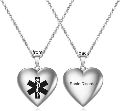 Customized Medical Alert Locket Necklace for Women Teen Girls,Personalized Medical ID Locket That Hold Pictures Openable Photo Necklace Memorial Jewelry for Her,Free Medic Wallet Card in Kuwait
