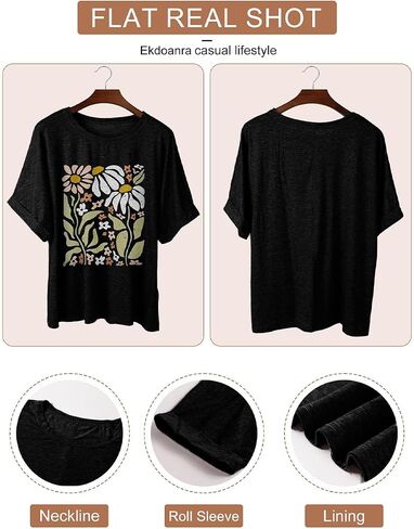 Womens Oversized Graphic Tee Shirt Raglan Sleeve Boho Wildflower Tshirt Summer Baggy Country Music Casual Blouses in Saudi Arabia
