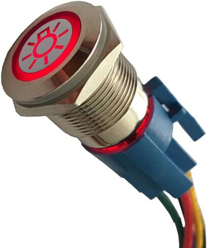 ESUPPORT 12V Car Vehicle Red LED Light Emergency Hazard Warning Push Button Metal Toggle Switch Socket Plug 19mm in Saudi Arabia